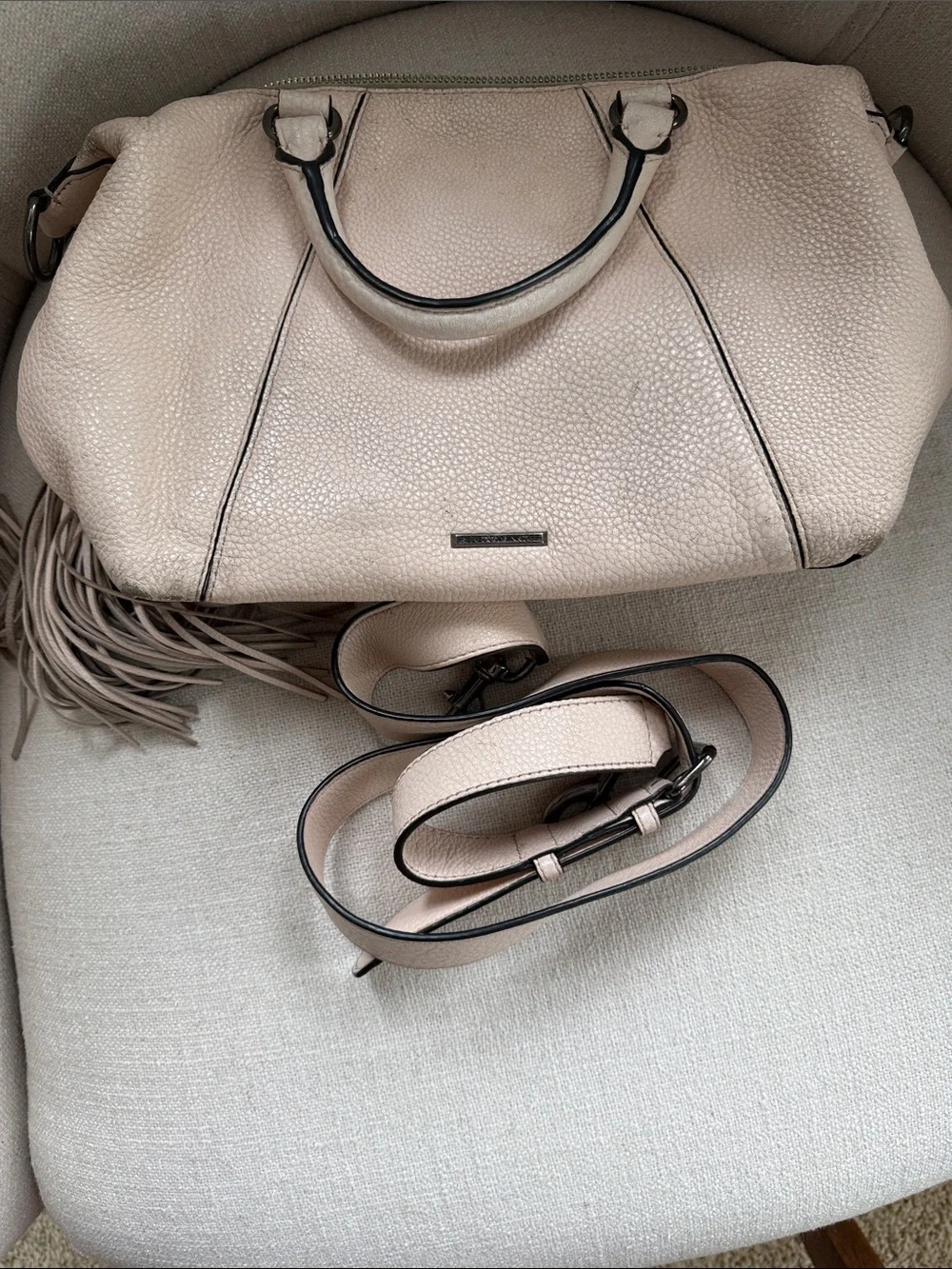 Rebecca Minkoff Blush Pebbled Leather Satchel with Tassel